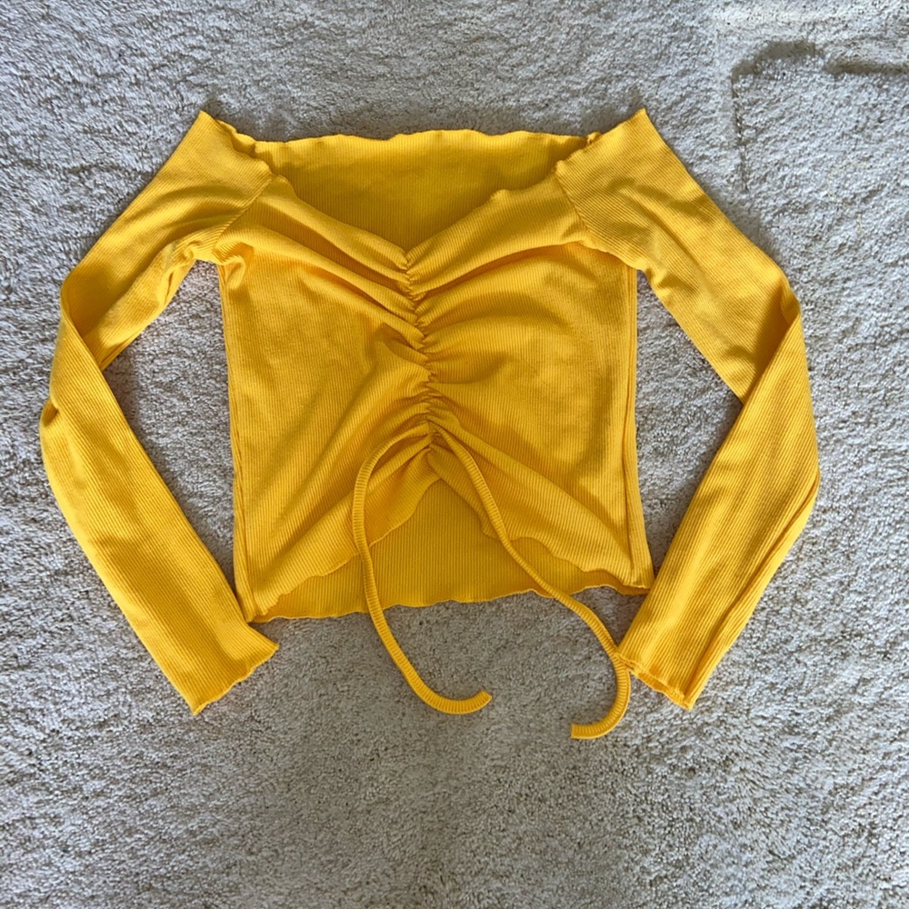 Zaful Yellow Off the Shoulder Crop Top